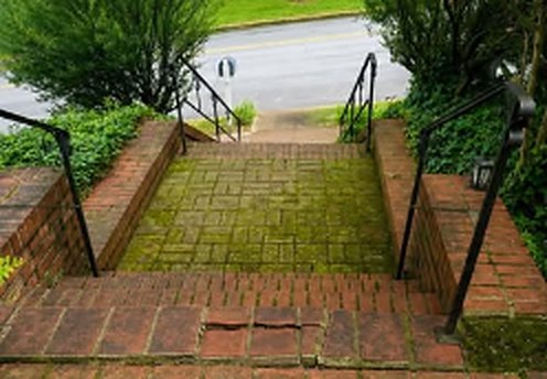 Brick stairs, before cleaning