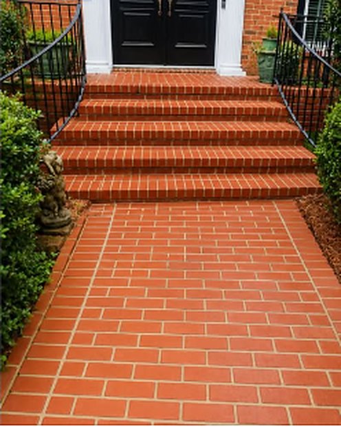 Brick steps and walkway, after cleaning